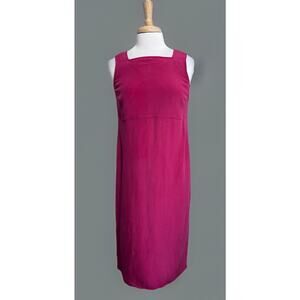 Talbots 100% Pure Silk A Line Midi Dress Women 8P Career Event Luxury Fuchsia